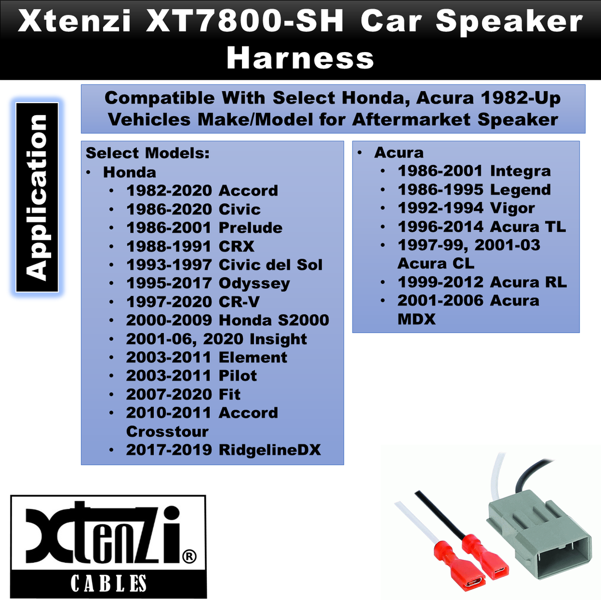 Xtenzi 2 Pair Car Audio Speaker Harness Set for Select Honda, Acura Vehicles