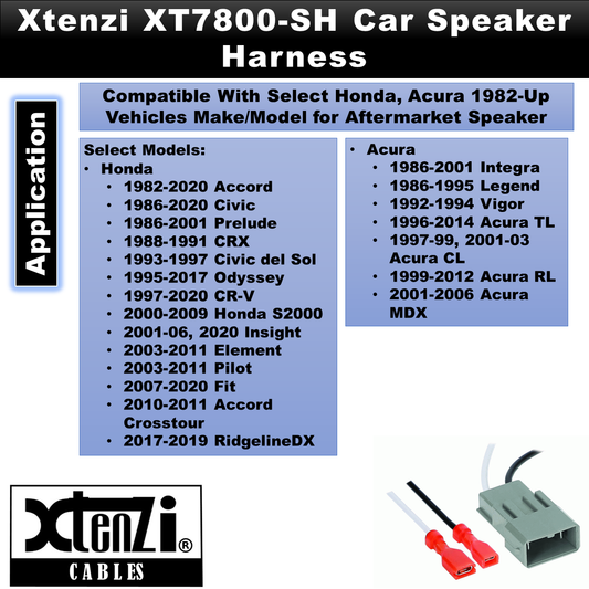 Xtenzi 2 Pair Car Audio Speaker Harness Set for Select Honda, Acura Vehicles