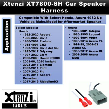 Xtenzi 2 Pair Car Audio Speaker Harness Set for Select Honda, Acura Vehicles