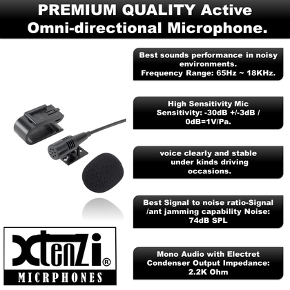 Xtenzi Microphone 3.5mm Mic for Car Vehicle Head Unit Stereo XT9525 for Android