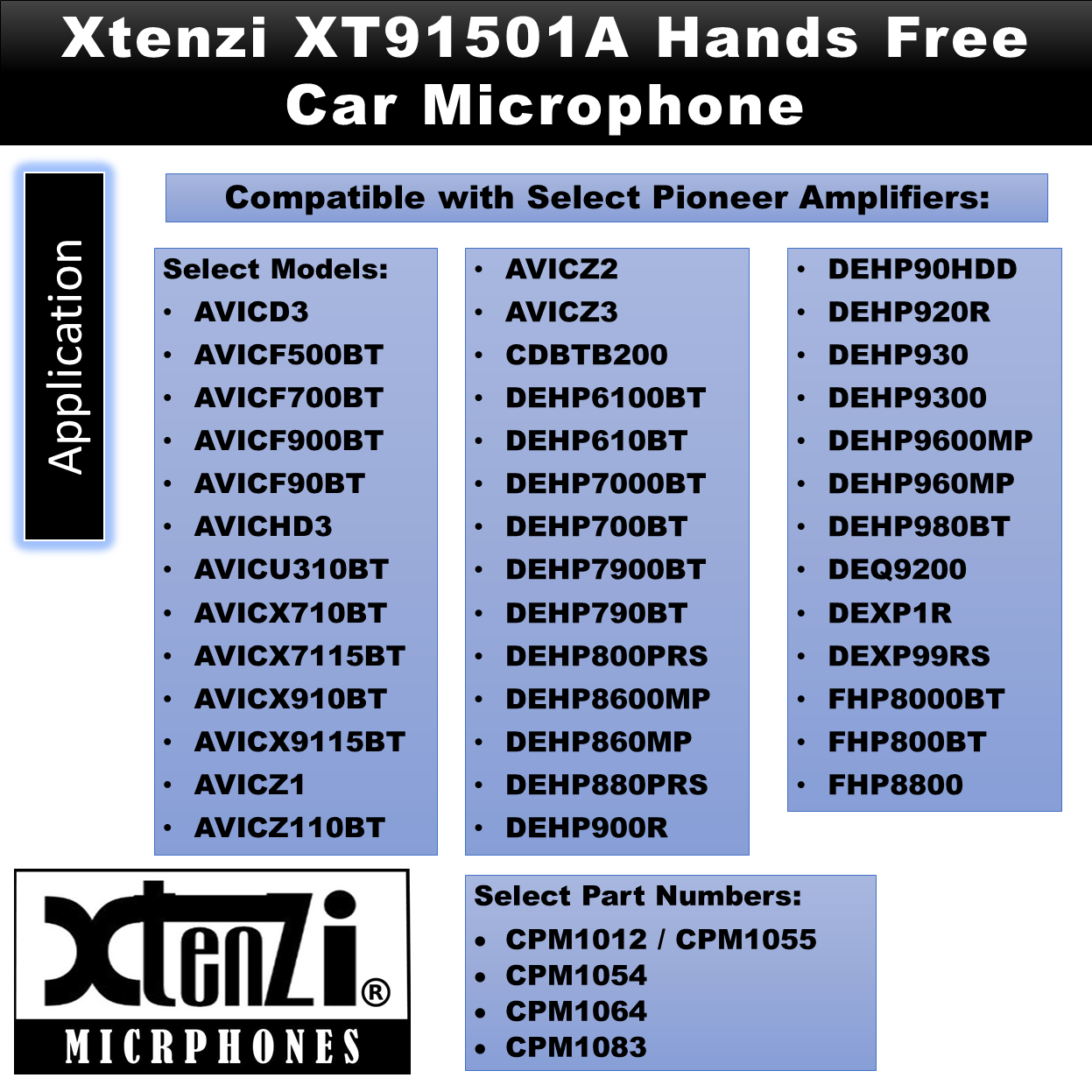 Xtenzi Microphone 2.5mm Mic XT91501A for Pioneer AVICZ1 AVICD3 Z110BT F700BT F90BT X910BT