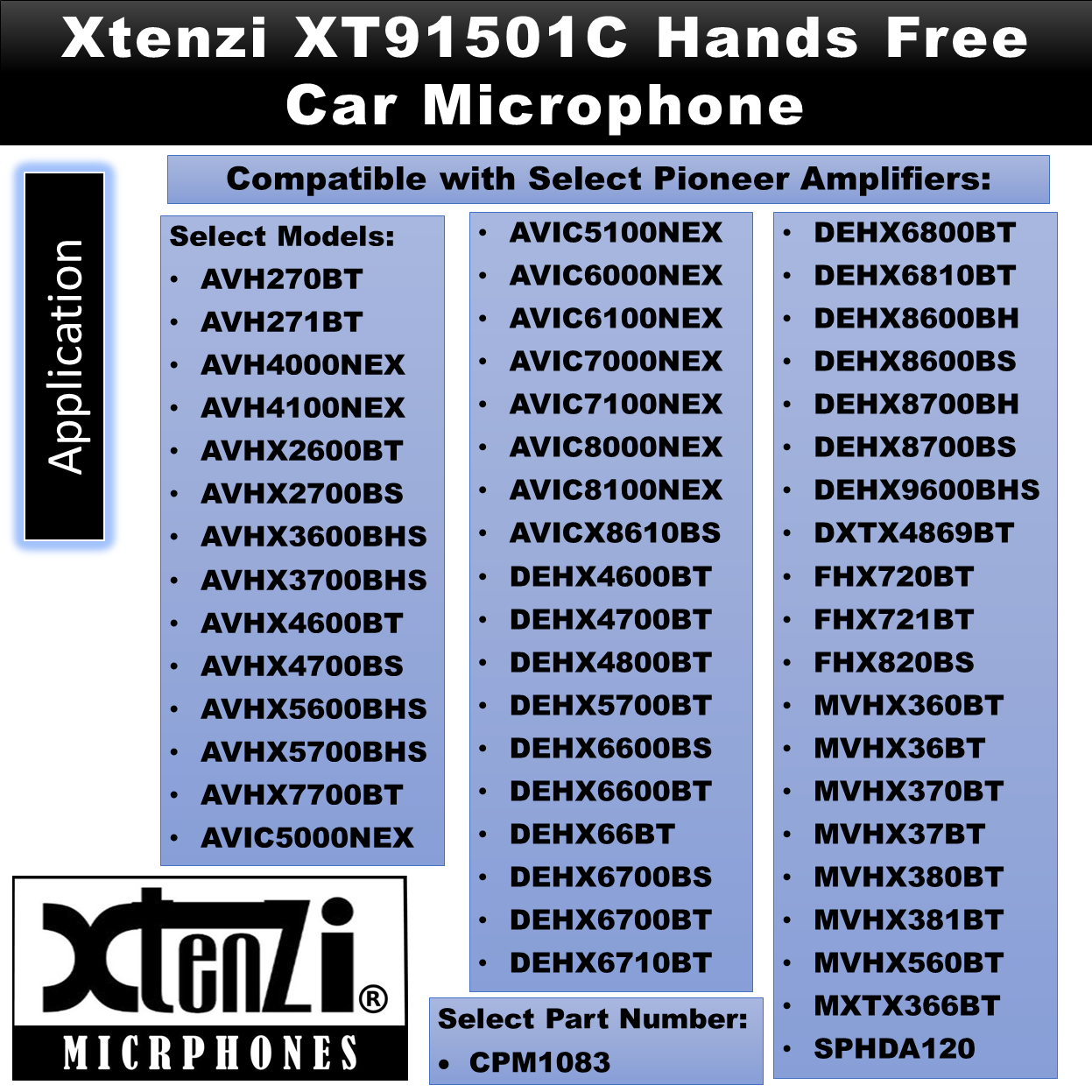 Xtenzi Microphone 2.5mm Mic XT91501C for Pioneer SPHDA120 AVH270BT 271BT 4100NEX X2700BS