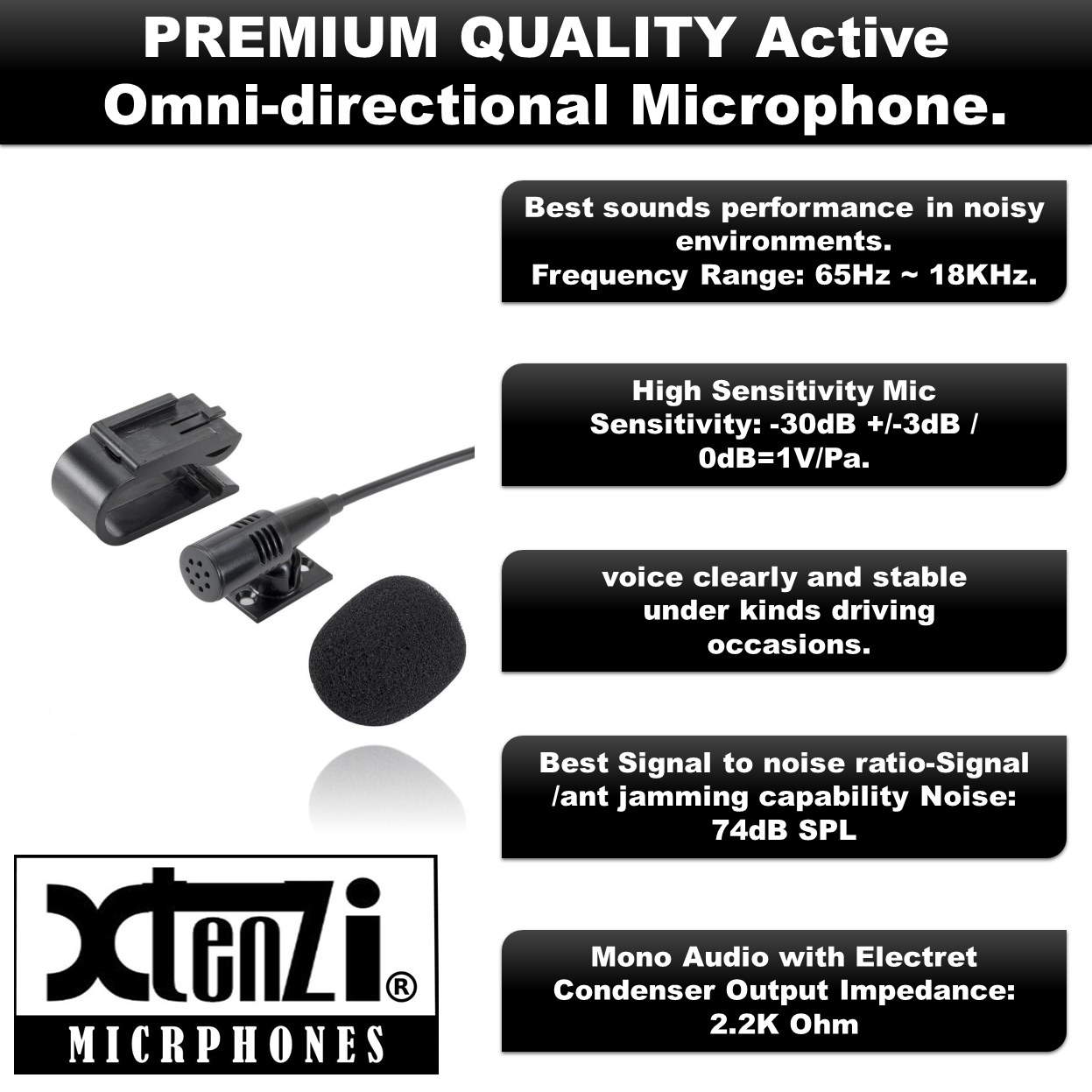 Xtenzi Microphone 2.5mm Mic XT91501E for Pioneer DEHS31BT AVH200EX 210EX MVH1400NEX S320BT