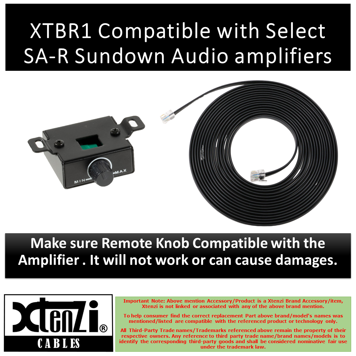Xtenzi Amplifier Remote Bass Knob Control for SA-R V1 Sundown Audio Amplifier