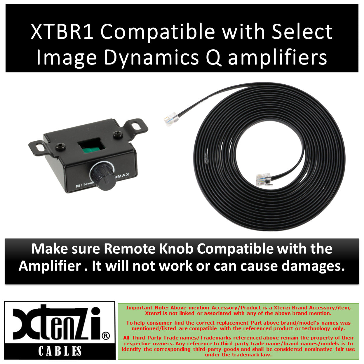 Xtenzi Amplifier Replacement Bass Remote Knob XTBR1 for Image Dynamics Q Series
